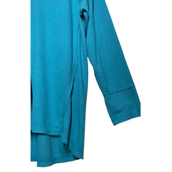 Wildfox Haley Waffle V-Neck Top Peacock Blue (Size XL) - Picture 4 of 7